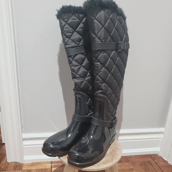 New Michael Kors Quilted Shearling Winter Belted Riding Fulton Boots - Picture 15 of 16